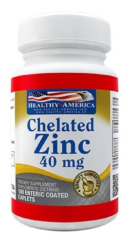 Chelated Zinc Healthy America Vitamina Acné Piel Huesos Uñas