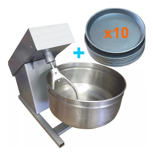 Imagen 1 de 5 de Amasadora Industrial 20 Kg Masa + 10 Moldes Pizzeros