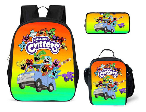 A Set De Mochilas Escolares Smiling Critters, De Tres Piezas,