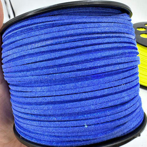 Kit Fio Cordão Couro Tira Camurça Suede 2mm Cor 25mt