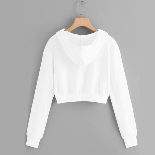 Sudadera Corta De Mujer Con Cremallera Y Capucha