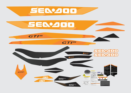 Kit Adesivos Jet Ski Sea Doo Gti 155 Se 2018 Laranja