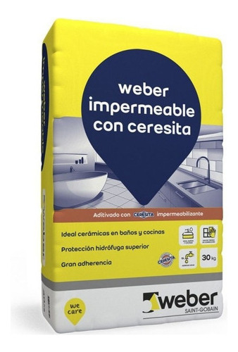 Pegamento Cerámicas Impermeable C/ Ceresita Weber 30 K  Mm