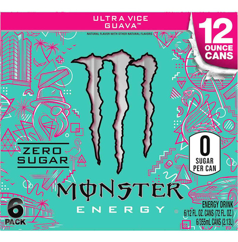 Monster Energy Drink Zero Sugar Ultra Vice Guava 6 Pz