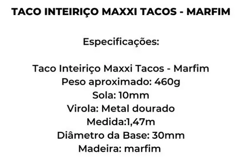 Taco Para Sinuca Profissional Marfim - Maxxi Tacos