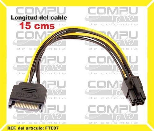 Cable Adaptador 15cm Sata A 6 Pin Ref: Fte07 Computoys Sas