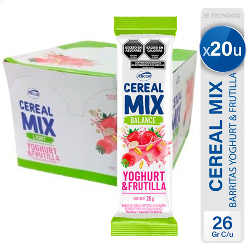 Barritas De Cereal Mix Light Yoghurt Frutilla 20 Unidades