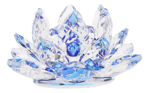 Muyier Ornament Crafts Paperweight Glass Lotus Model Azul