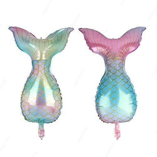 2 Unids Lovely Mermaid Tail Mylar Foil Balloons For Birthday