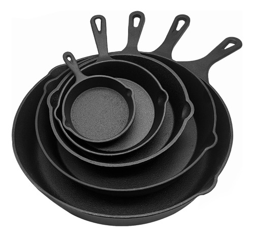 Juego De 5 Sartenes De Hierro Fundido Antiadherente Skillet