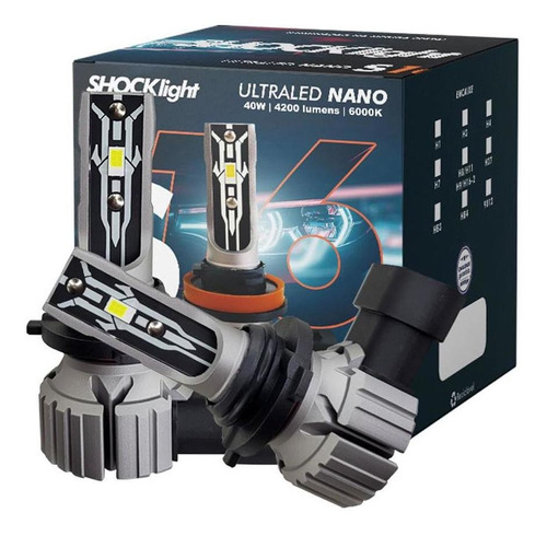 Kit Lâmpada Ultra Led Hb4 Shocklight S16 Nano 6000k 8400lm