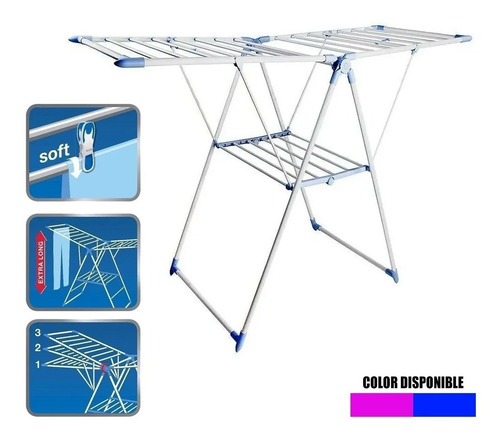 Imagen 4 de 10 de Tendedero De Ropa Plegable Rack 2 Niveles Útil Peq Espacios