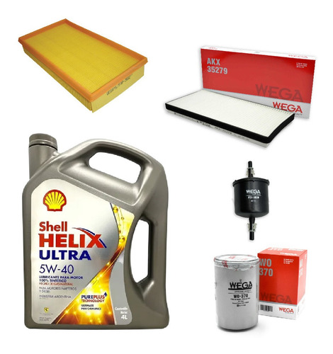 Kit 4 Filtros + 4l Aceite Shell 5w40 Volkswagen Gol Wega