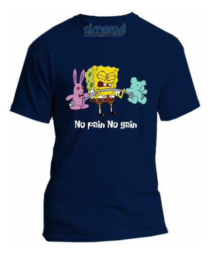 Playera Bob Esponja Gym Pesas No Pain No Gain