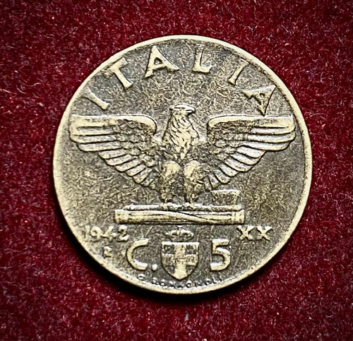 Moneda 5 Centésimos Italia 1942 Km 73 A Vittorio Emanuele 3