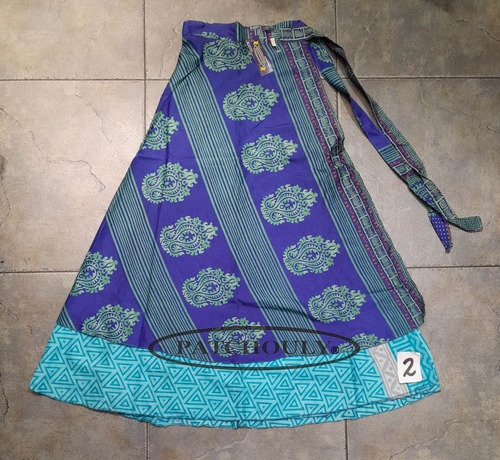 Imagen 3 de 9 de Pollera Larga Mil Formas Seda Hindú Estampada Doble Capa