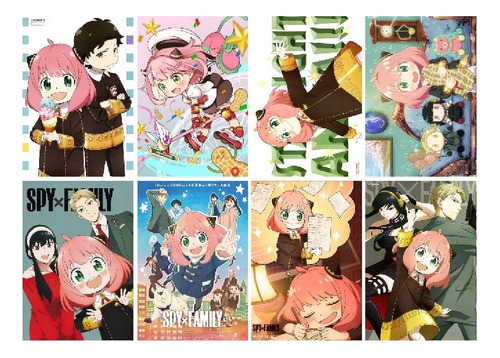 Paquete 8 Afiches Poster Spy X Family Anime 28x42cm