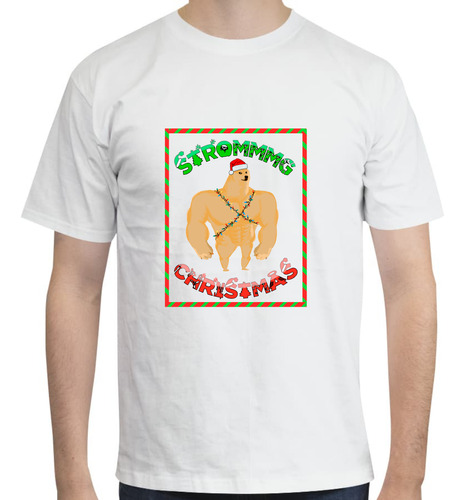 Playera Cuello Redondo - Meme Strong - Cheems Navideño