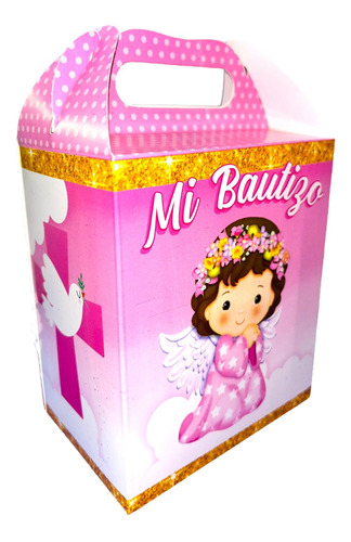 10 Cajas Para Dulces Con Diseño De Angelita Mi Bautizo