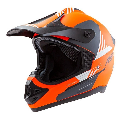 Casco Moto Motocross Hawk Rs7-f Naranja Negro Solomototeam