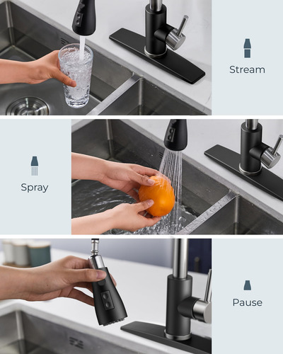 Grifo De Cocina Forious Con Dispensador De Jabón Y Rociador