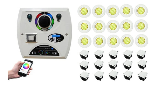 Kit Comando Four Fix+15 Led Smd 5w Rgb+ Cx Passagem Sodramar