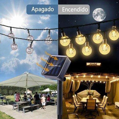 Guirnalda Solar Led Impermeable 8 Modos 7m 50 Focos