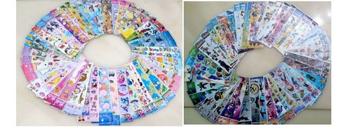 150 Cartelas Adesivo Infantil Sticker - Temas Variados