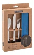 Comprar Set De Cubiertos X4 Pzs Tramontina Acero Portatil Campamento
