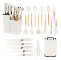 Comprar Kit Utensílios Cozinha Tábua Em Silicone Espátula 19 Peças
