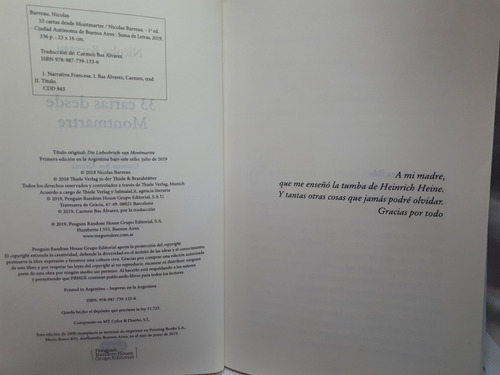 Imagen 5 de 6 de 33 Cartas Desde Montmartre Nicolas Barreau Suma Edic Grande