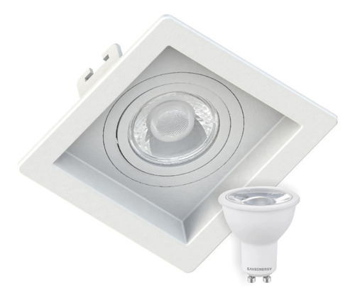 Embutido Mr16 Dicroica Quadrado Recuado + Lampada Led 4,8w