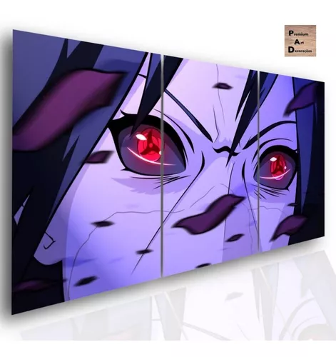 Quadro 5 Peça Decorativo Sharingan Naruto Anime Itachi Folha Full hd Top  promoção