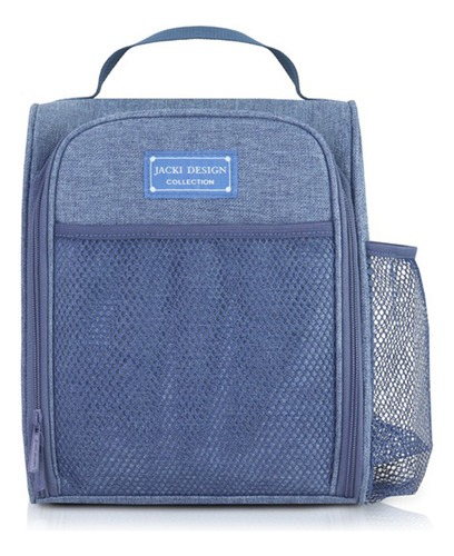 Bolsa Térmica Para Marmita Com Bolsos Trabalho Academia Fit Cor Azul