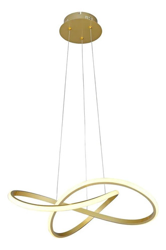 Lustre Led Luminária De Teto Pendente Fluire Dourado Bella