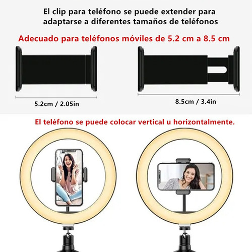 Aro De 26cm Luz Led Celular Foto Video Maquillaje 170 Tripie