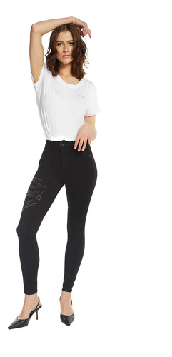 Jeans Mujer Amalia Pitillo High Brillos