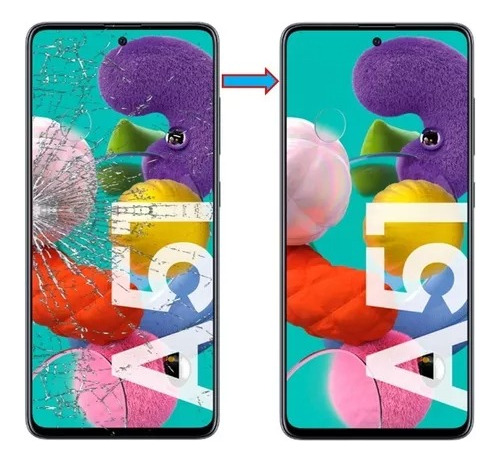 Cambio De Vidrio Astillado Pantalla Samsung A51 Instalado