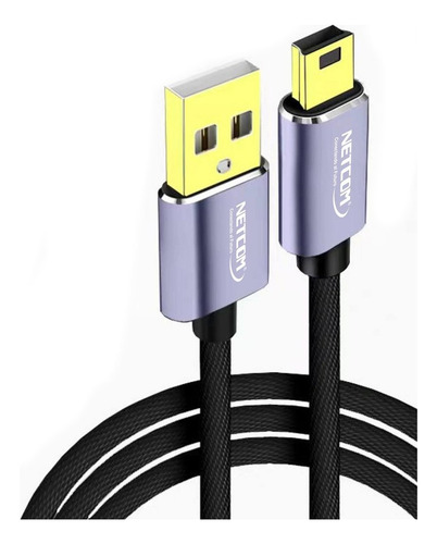 Cable Usb 2.0 A Mini Usb V3 5 Pins 480mbps Nylon Netcom 1.8m