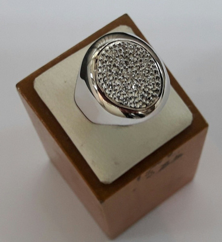 Exclusivo Anillo Sello Oro Blanco 18 Ktes Y Brillantes Psp 