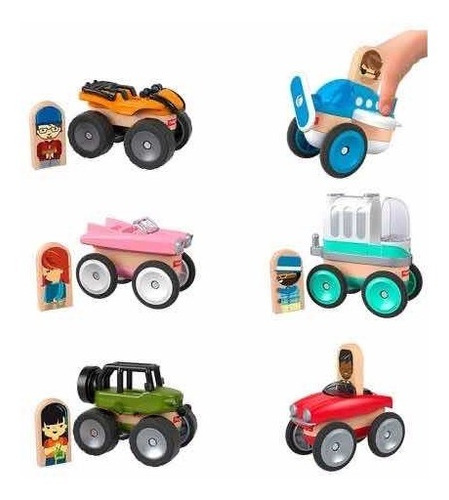 Kit 6 Carritos De Madera Fisher Price Wonder Makers