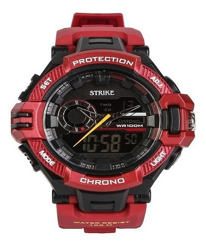 Reloj Strike Watch Ad1134-0gag Hombre Deportivo Color de la correa Rojo Color del bisel Negro Color del fondo Negro