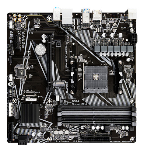 Motherboard A520m Ds3h V2 Ddr4 Gigabyte Am4 - Negro Color Rgb