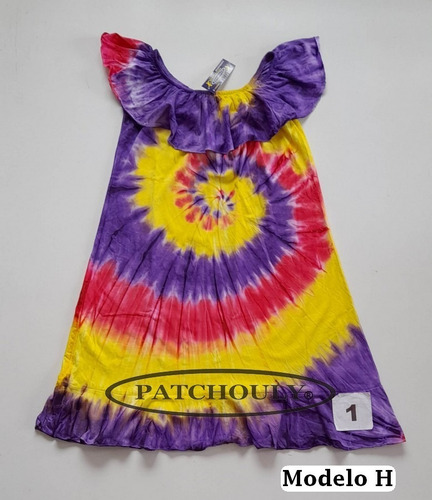 Imagen 2 de 8 de Vestido Solero Batik Tie Dye 100% Algodón Artesanal Modelo H