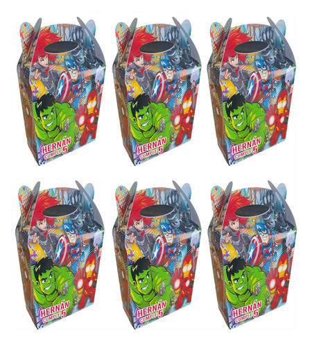 Caja/bolsa Dulcera Sorpresa Personalizada Avengers Fiesta