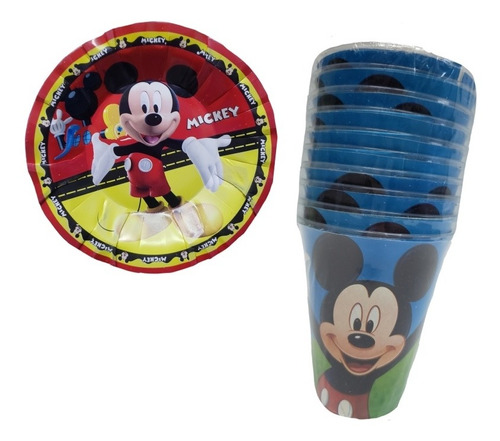 Mickey Mouse.  Kit Fiesta Para 10 Niños, Platos, Vasos
