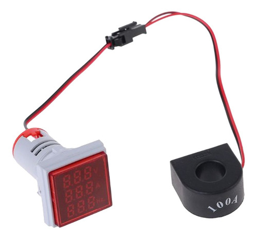 Cuadrado Led Voltímetro Digital Amperímetro Hertz Rojo 