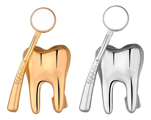 Lindos Broches De Dientes Chapados En Oro, Joyería De Médico