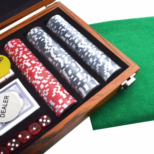 Maleta Poker Fichas Numeradas Baralho Kit Jogo Completo Mdf