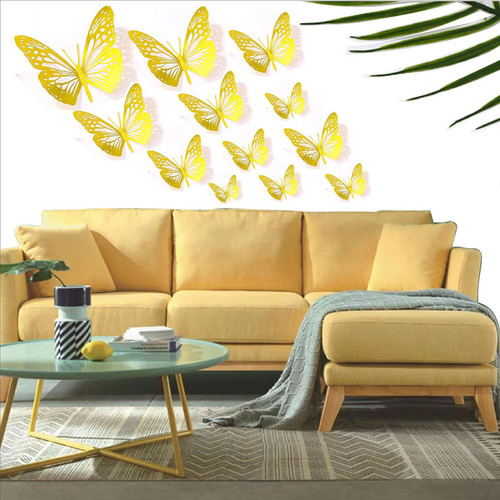 A 144pzs Mariposas Decorativas, 3d Pared Colore Metalicos